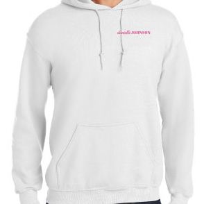 White Hooded Sweatshirt With Pink Logo